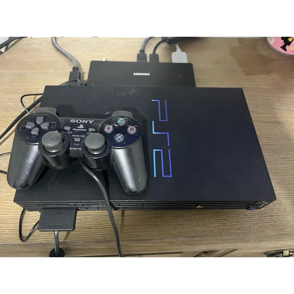 Sony PS2 Fat Console Bundle Lot WORKING W/ HDMI Adapter MultiTap 3 Games Control
